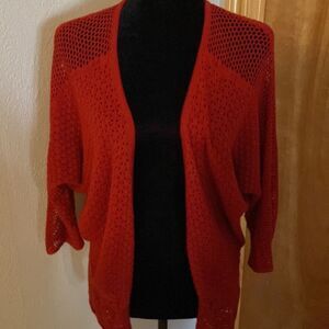 Lucky‎ brand Red knit cardigan with open weave design